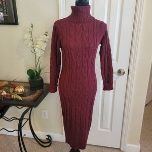 Burgundy Cableknit Midi Dress SOLD